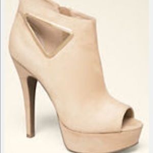 Bebe Nora Cutout Faux Suede Peep Toe Bootie